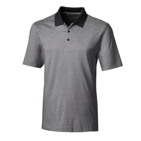 Cutter & Buck Forge Tonal Stripe Stretch Mens Big and Tall Polo 3XLT Black/White - Picture 6 of 14